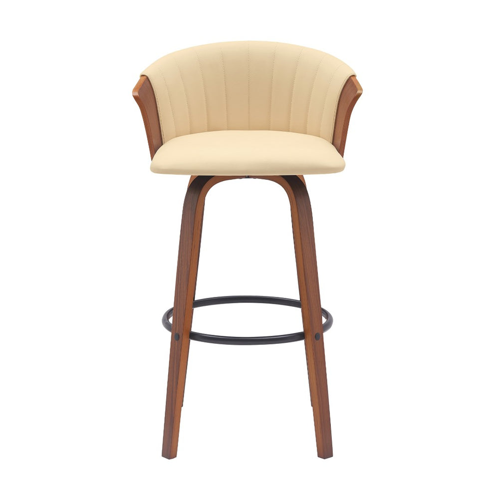 English Elm Diana Mid-century Swivel Barstool Walnut Frame Faux Leather Seat for Kitchen or Home Bar B2736P464833