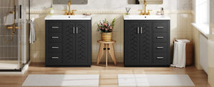 English Elm 60'' Bathroom Vanity Set With Ceramic Sink - Solid Wood Frame, Soft-Close Drawers & Ample Storage N710SS00001B