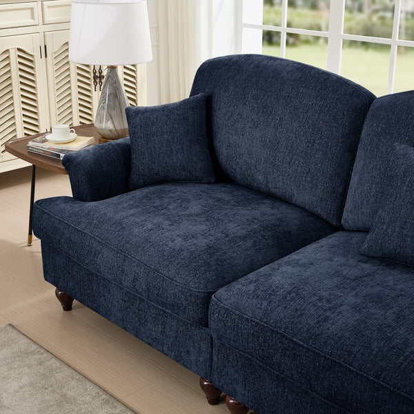 English Elm Classic U-Shape 4-Seater Modular Sectional Sofa In Soft Chenille With Ruffled Skirts & Spindle Legs W3041S00262