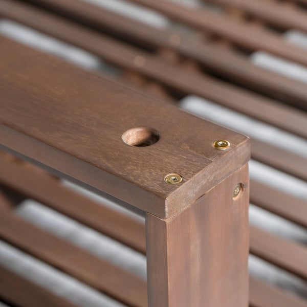 English Elm TOPMAX Acacia Wood Twin Porch Swing Bed Frame with High Back, 350lb Capacity & 118" Hemp Ropes Brown N717P265795D