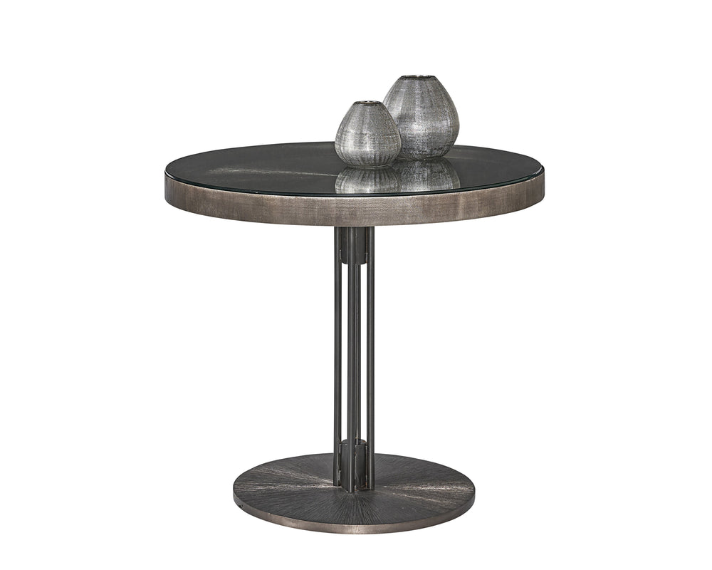 Sunpan Terry Bistro Table - Luxurious Glass Top with Exquisite Bronzed Gunmetal Frame and Unique Design Round - 35.5W x 35.5D x 30H