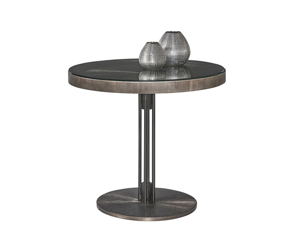 Sunpan Terry Bistro Table - Luxurious Glass Top with Exquisite Bronzed Gunmetal Frame and Unique Design Round - 35.5W x 35.5D x 30H