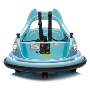 English Elm 12v Kids Ride on Bumper Car with 360 Spin Led Lights Bluetooth and Parental Remote Blue W1578P198508
