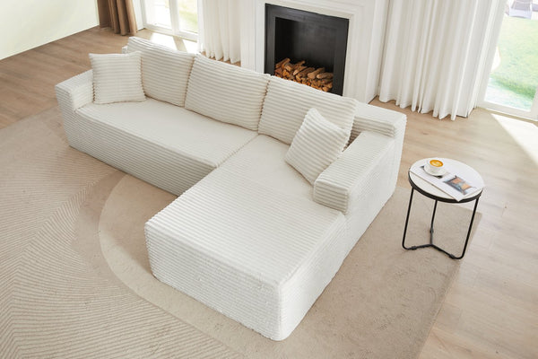 English Elm L-Shaped Modular Sectional Sofa – Effortless Comfort, No Assembly, Plush Corduroy For Living Spaces W2339P294925