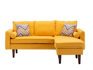 English Elm Mirella Mid-century Sectional with Reversible Chaise Usb Charging and Storage Pouches Yellow B2749P413377