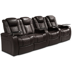 English Elm 124.4"power Reclining Sectional Nappa Leather Home Theater with Rgb Led Lighting W3819S00106