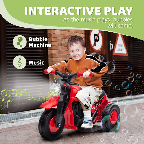 English Elm Qaba 6v Toddler Electric Motorbike with Bubble Machine Led Light and Music Red W2225P249813