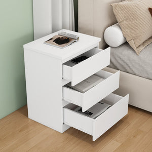 English Elm 19.7-inch Matte Finish Nightstand with Touch Release Drawers for Minimalist Bedrooms White W3151P407888