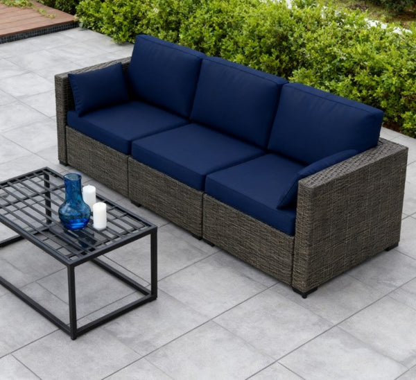 English Elm Seater Outdoor Pe Rattan Sofa Deep Cushioned Patio Couch for Deck or Poolside T3971P417835