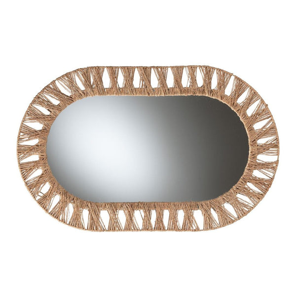 English Elm Modern Rattan Oval Wall Mirror Handcrafted Bohemian Decor for Entryways and Living Rooms B2750P420392