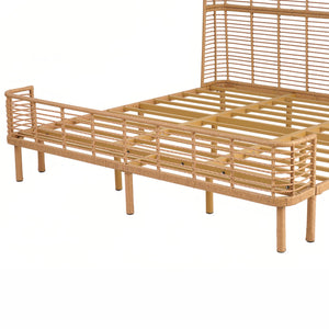 English Elm Christopher Knight Home® - King Gorgeous Sleek Grid PE Wicker Bed with High Wing Back, Metal Frame Support, Breathable Rattan Elegance N758P294450N
