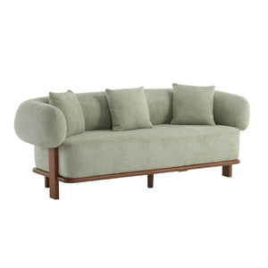 English Elm Round Arm Curved Sofa Plush Upholstered Mid-century Living Room Lounge Seating Light Green N771P270523L
