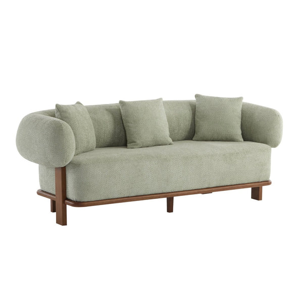 English Elm Round Arm Curved Sofa Plush Upholstered Mid-century Living Room Lounge Seating Light Green N771P270523L