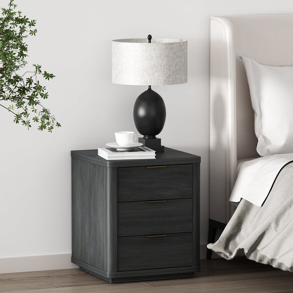 English Elm Evelyn 20" Nightstand In Charcoal Gray - Modern 3-Drawer Design For Stylish Bedroom Storage & Decor B365P398525