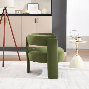 English Elm Accent Chair Velvet Upholstered Mid Century Modern Seat with Tapered Wood Legs for Any Room Green W3244P417183