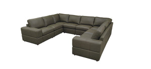 English Elm Large Square Arm Leather Match Modular Sectional for Spacious Living Rooms Olive Green B2748S00146