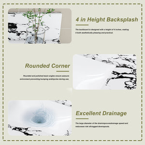 English Elm 43"X22" Bathroom Vanity Top With Undermount Sink & Backsplash - Panda White Artificial Marble Elegance W509P362108