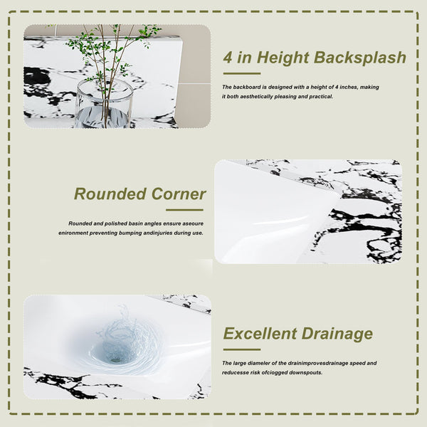 English Elm 43"X22" Bathroom Vanity Top With Undermount Sink & Backsplash - Panda White Artificial Marble Elegance W509P362108