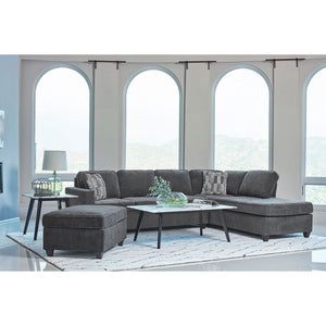 English Elm Johnston Dark Grey Chenille Sectional with Pocket Coil Seating, Metallic Accent Pillows & Trim B062S01153