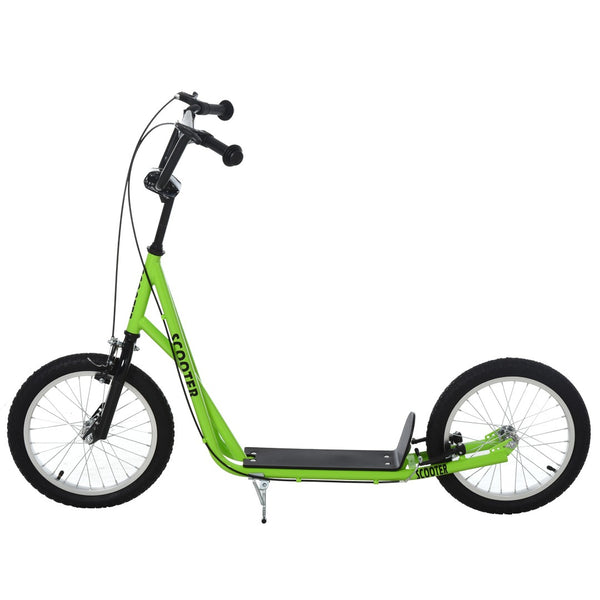 English Elm Aosom Youth Kick Scooter Steel Frame Inflatable Wheels Dual Brakes Adjustable Bar Green W2225P217074