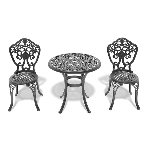 English Elm 3-Piece All-Weather Cast Aluminum Dining Set With Black Frame – Stylish, Compact, Easy Assembly! W1710S00205