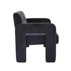 English Elm Nordic Ergonomic Double Armchair Upholstered Chenille Two-Seater Sofa 550lb Capacity Compact Lounge Chair Black W395P380537