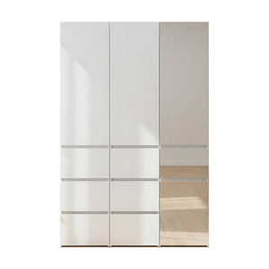 English Elm Elise Modular Wood Closet System with Mirror in White — Durable Melamine, Ample Storage, Easy Assembly, Stylish Finish B040S00121