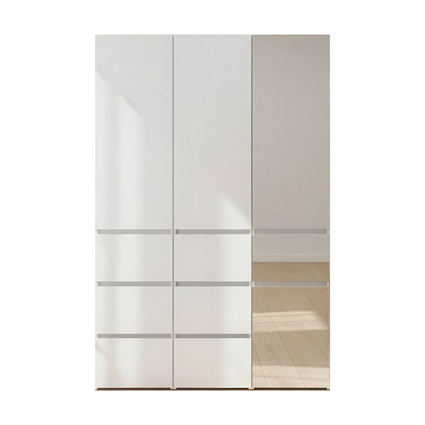 English Elm Elise Modular Wood Closet System with Mirror in White — Durable Melamine, Ample Storage, Easy Assembly, Stylish Finish B040S00121
