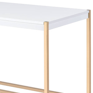 English Elm Midriaks Modern Baby Blue Finish Writing Desk with USB Port, 40"L Sleek Metal Base, Durable Top Golden,White 48 L x 24 W x 5 H B2726P265745