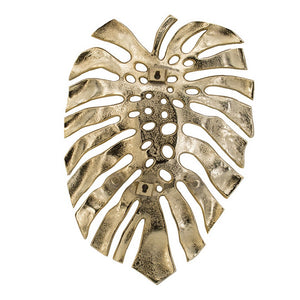 English Elm Linzo Botanical Monstera Aluminum Wall Sculpture in a Polished Gold Foyer Accent B056P412608