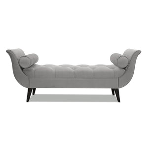English Elm Alma Velvet Tufted Entryway Bench with Flared Arms and Bolster Pillows Included Gray B2719P238451