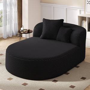 English Elm Modern Chaise Lounge Sofa oversized corduroy chaise with high-density foam, spring support & pillows Black N719P329129B