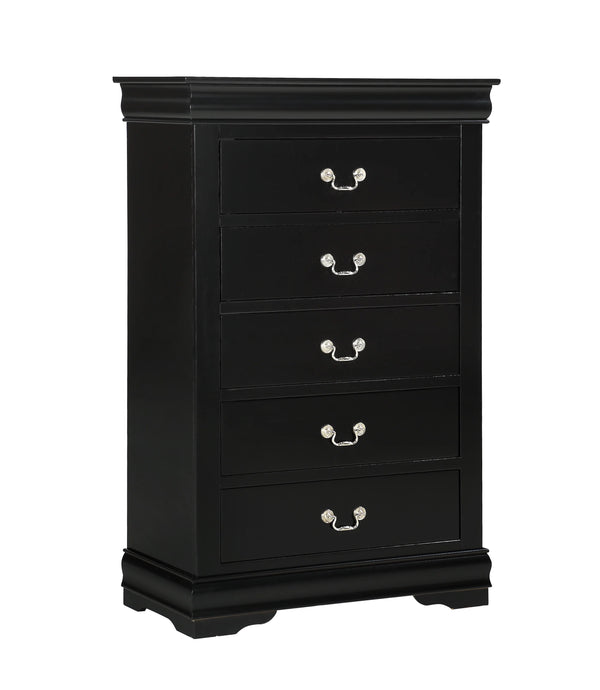 English Elm 1pc Black Finish Five Drawer Chest Louis Philip Solid Wood 47" Tall Contemporary Sleek Storage Solution B011P193098