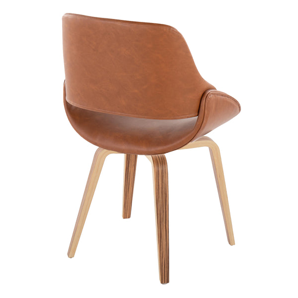 English Elm Fabrico Mid-Century Modern Accent Dining Chair with Zebra Bentwood Legs and Plush Faux Leather Seat Camel B202S01236