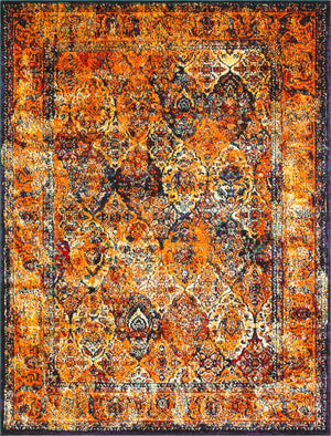 Unique Loom Rosso Basilica Machine Made Border Rug Orange, Black/Blue/Burgundy/Green/Ivory/Navy Blue/Red/Yellow 8' 0" x 10' 0"