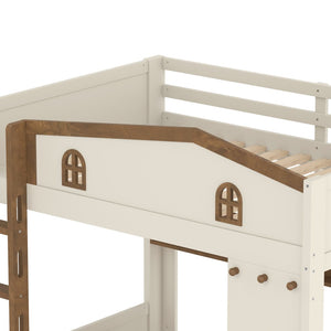 English Elm Twin Triple Metal Bunk Bed Matte Powder Coated Frame with Full Safety Guardrails W1580S00425