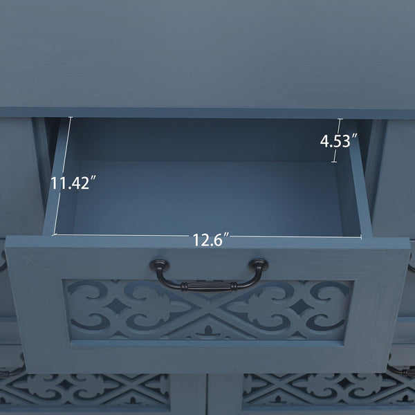 English Elm 7 Drawer Cabinet with Carved Drawer Panels, Smooth Slides & Solid Wood Feet, Stylish 53.35x18.31x8.67 W688124208