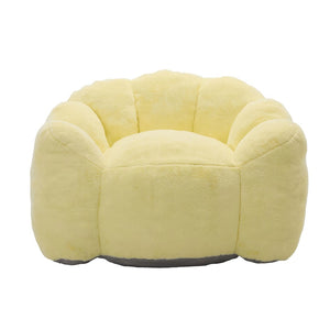 English Elm Lotus Floor Bean Bag Sofa Memory Foam Filled with Pull Ring for Living Room Bedroom Yellow W2311P434593