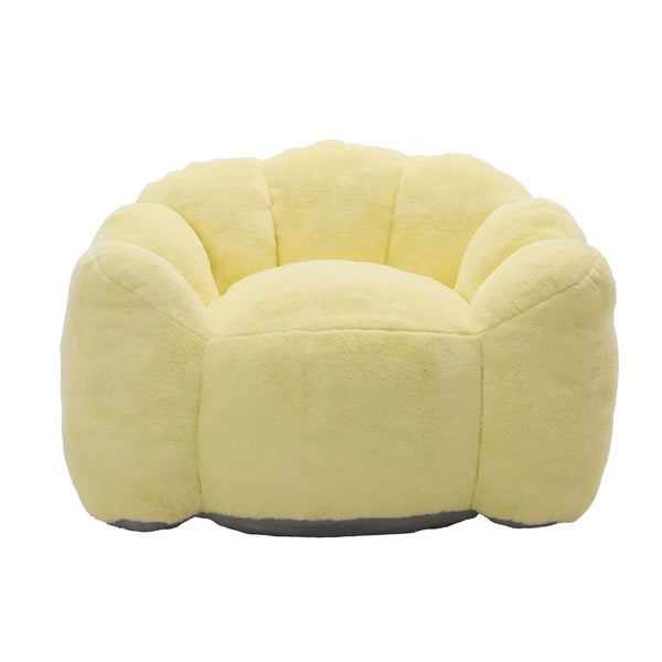 English Elm Lotus Floor Bean Bag Sofa Memory Foam Filled with Pull Ring for Living Room Bedroom Yellow W2311P434593