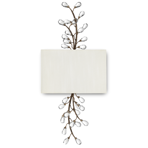 Crystal Bud Wall Sconce - Elegant Faceted Crystals and Rust-Colored Metal Shade for Timeless Decor