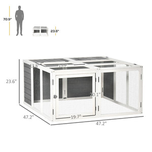 English Elm Pawhut Wooden Outdoor Rabbit Hutch With Foldable Top, Spacious Design For 1-4 Rabbits & Guinea Pigs W2225P217661-GIGA
