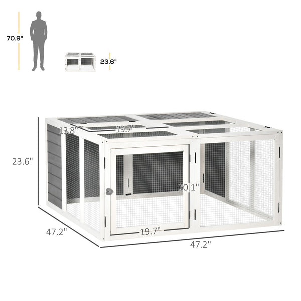 English Elm Pawhut Wooden Outdoor Rabbit Hutch With Foldable Top, Spacious Design For 1-4 Rabbits & Guinea Pigs W2225P217661-GIGA