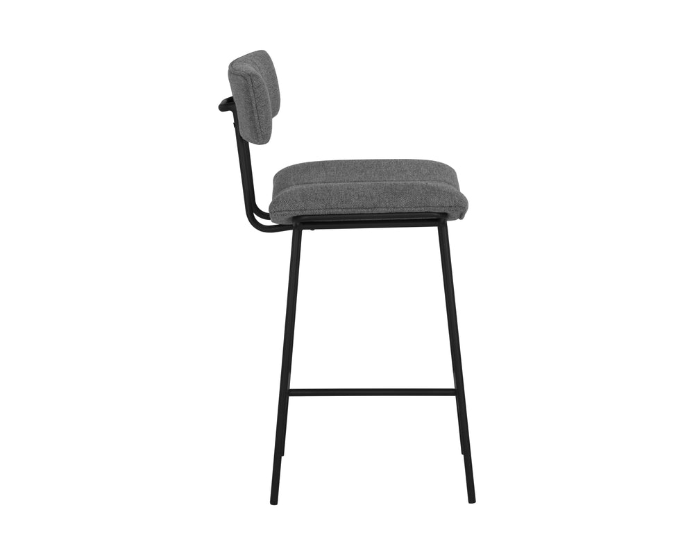 Sunpan Buca Counter Stool - Stylish Metal Frame with Comfortable Seating for Modern Home Decor Solutions Matte Black, Belfast Koala Grey