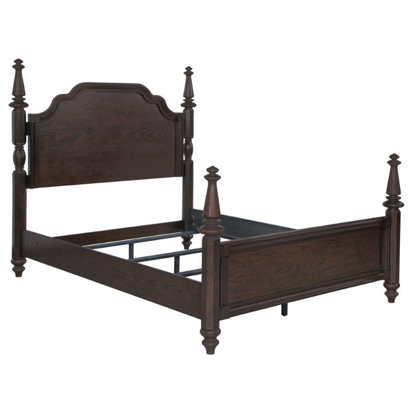 English Elm Dark Oak Four Poster Bed Serpentine Headboard Old World Style California King B062S01813