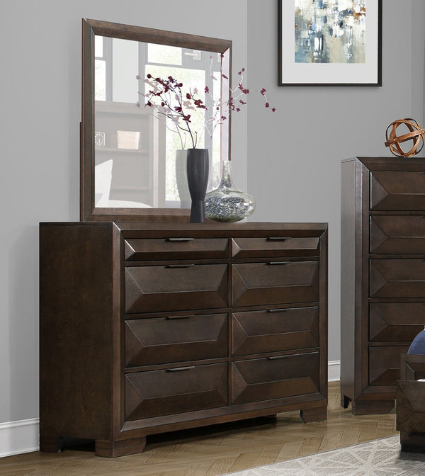 English Elm Contemporary Eight Drawer Dresser Birch Veneer Espresso Finish Raised Panel Bedroom Storage B011P225191