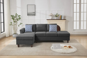 English Elm Hidden Compartment Modular Sectional with Pull Out Drawer and Coordinated Accent Pillows Dark Grey B2730S00063