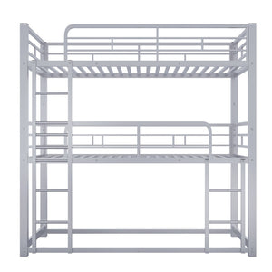 English Elm Metal Triple Bunk Bed Steel Frame Twin Three Tier Guardrails for Shared Rooms Silver GX000230AAN