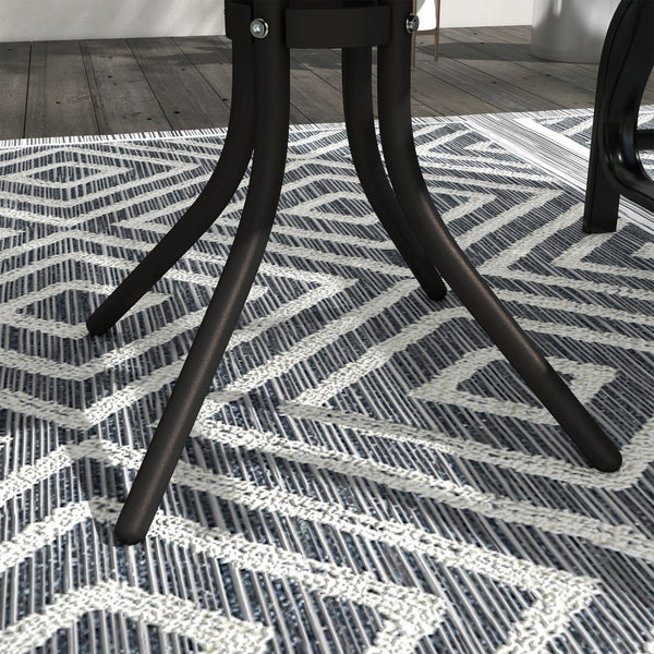 English Elm Outsunny 3-Piece Light Blue Glider Bistro Set With Glass Table For Cozy Outdoor Relaxation Space W2225P174317-GIGA