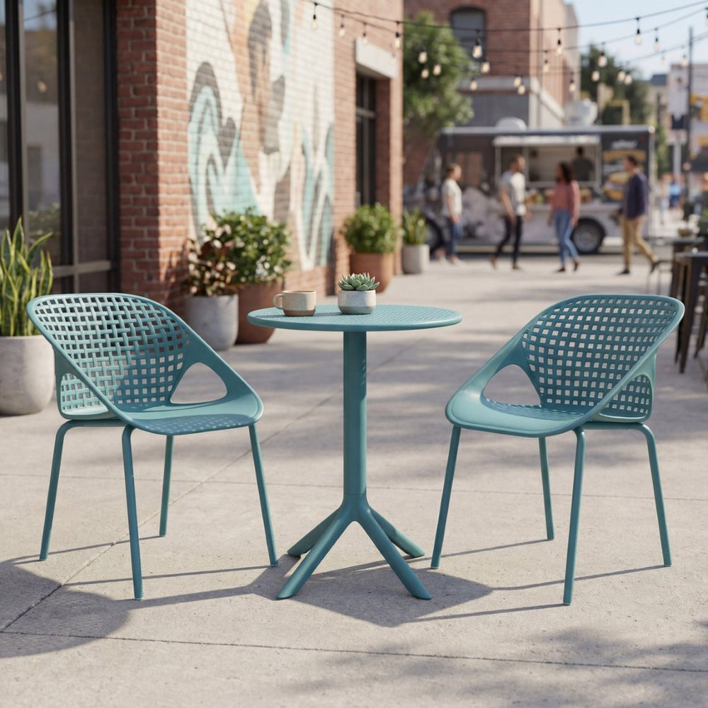 English Elm Eldred Outdoor Stackable Dining Chairs Set of 2 Uv Resistant Patio Seating Sky Blue N776P390454B