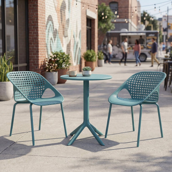 English Elm Eldred Outdoor Stackable Dining Chairs Set of 2 Uv Resistant Patio Seating Sky Blue N776P390454B